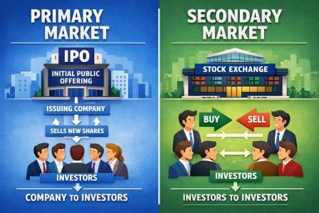 प्राइमरी मार्केट vs सेकेंडरी मार्केट क्या होता हैं || हिंदी में primary market vs secondary market